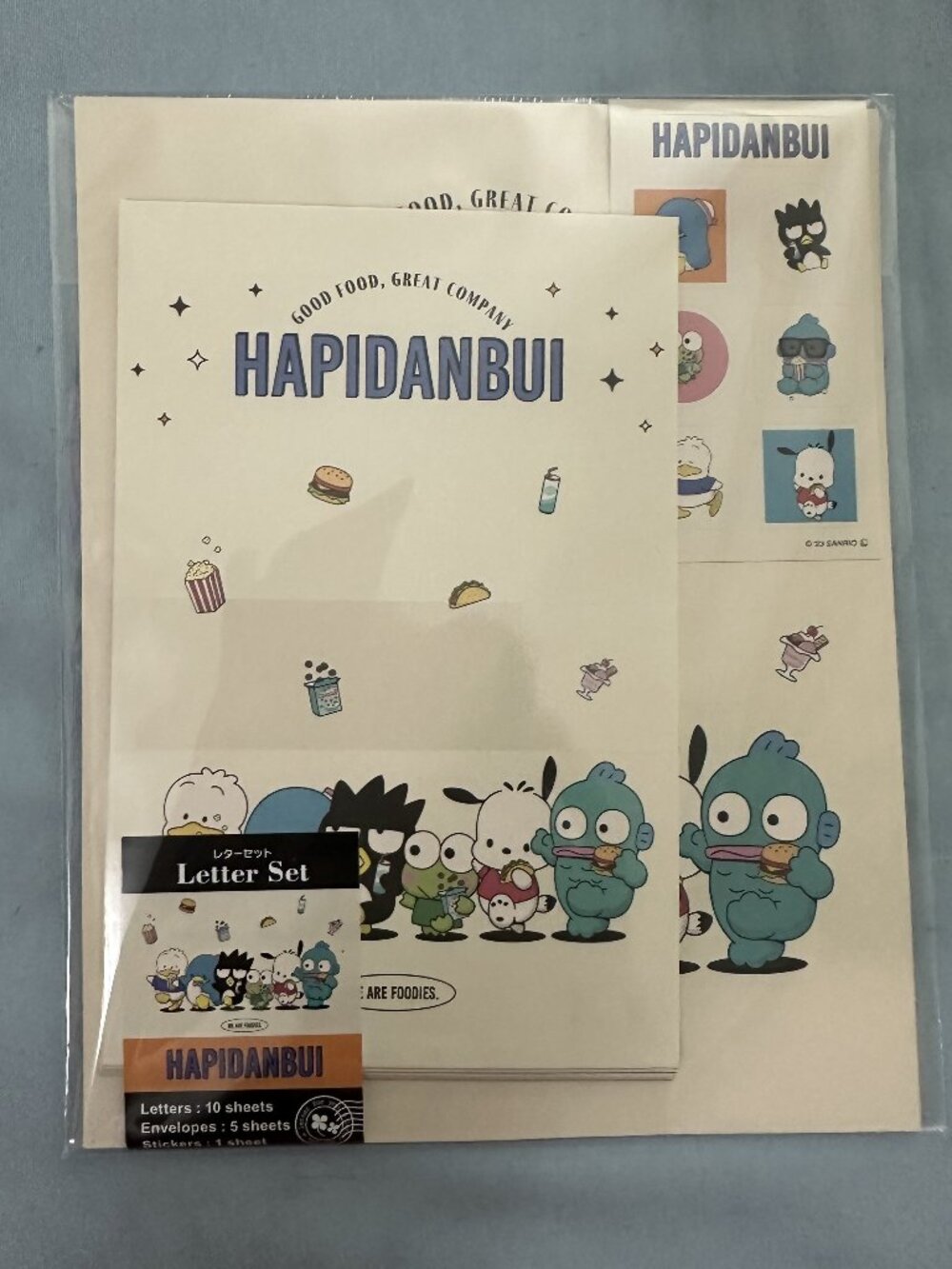 Sanrio Hapidanbui "Foodies" Mini Letter Set